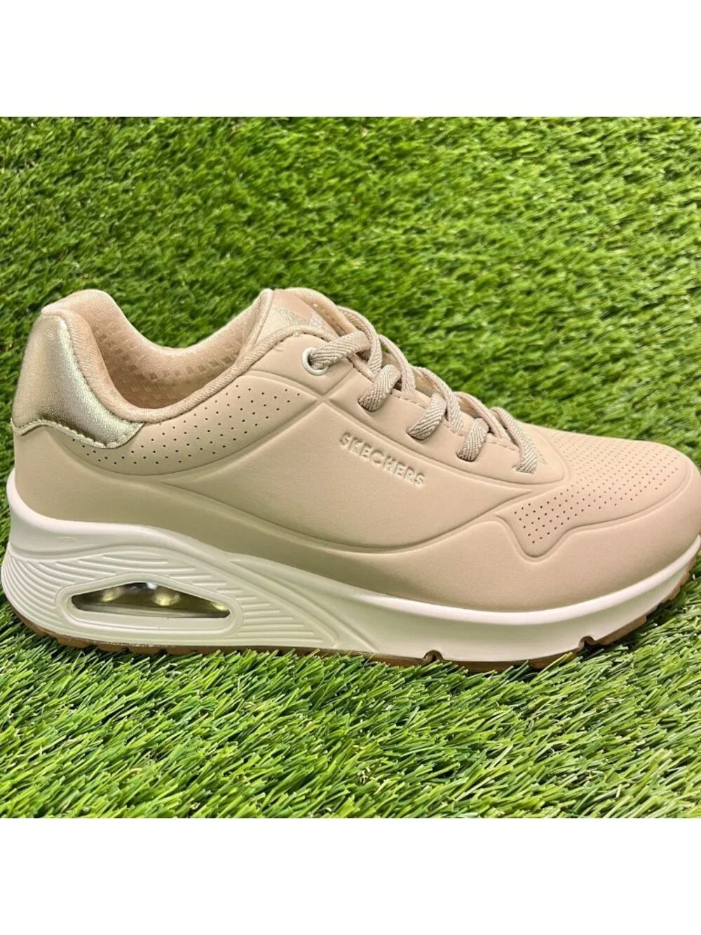 Skechers Uno Shimmer Away Womens Size 7 Beige Athletic Running Shoes Sneakers